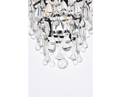 Elegant Teardrop Glass Chandelier 3 Light - Black, L 18" (1219D18BK-RC)