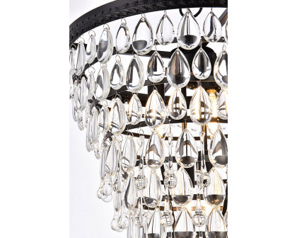 Elegant Teardrop Glass Chandelier 3 Light - Black, L 18" (1219D18BK-RC)