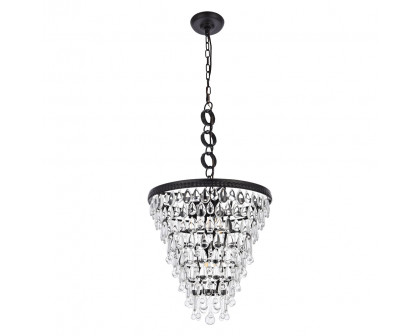 Elegant Teardrop Glass Chandelier 3 Light - Black, L 18" (1219D18BK-RC)