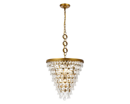 Elegant Teardrop Glass Chandelier 3 Light - Brass, L 18" (1219D18BR-RC)