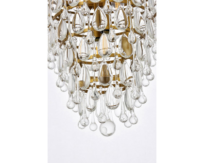 Elegant Teardrop Glass Chandelier 3 Light - Brass, L 18" (1219D18BR-RC)