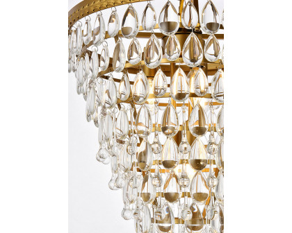 Elegant Teardrop Glass Chandelier 3 Light - Brass, L 18" (1219D18BR-RC)