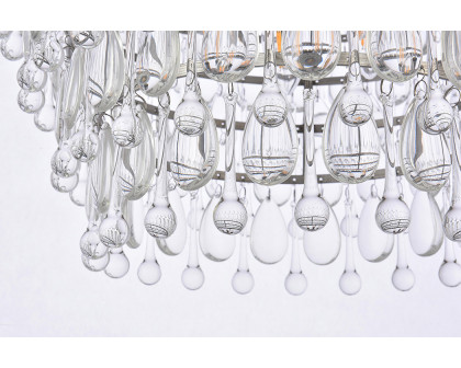 Elegant Teardrop Glass Chandelier 3 Light - Antique Silver, L 19" (1219D19AS-RC)