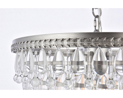 Elegant Teardrop Glass Chandelier 3 Light - Antique Silver, L 19" (1219D19AS-RC)