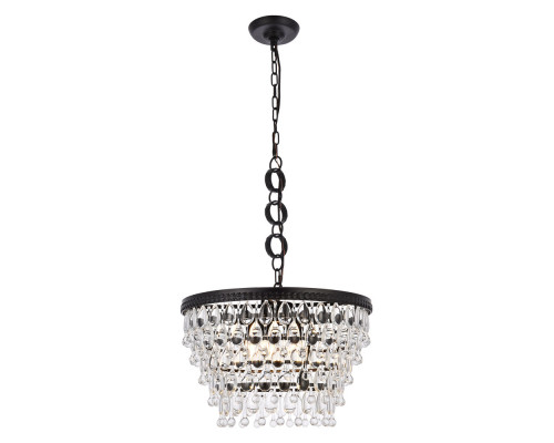 Elegant Teardrop Glass Chandelier 3 Light - Black, L 19" (1219D19BK-RC)