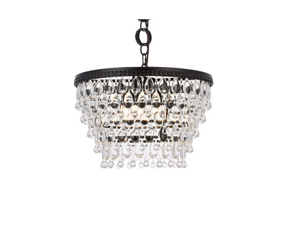 Elegant Teardrop Glass Chandelier 3 Light - Black, L 19" (1219D19BK-RC)