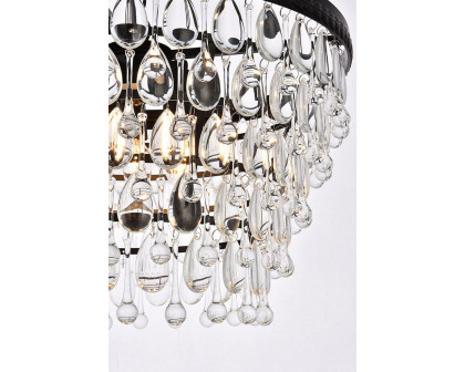 Elegant Teardrop Glass Chandelier 3 Light - Black, L 19" (1219D19BK-RC)