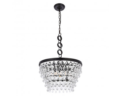 Elegant Teardrop Glass Chandelier 3 Light - Black, L 19" (1219D19BK-RC)