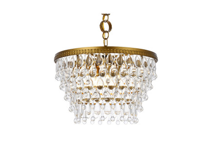 Elegant Teardrop Glass Chandelier 3 Light - Brass, L 19" (1219D19BR-RC)