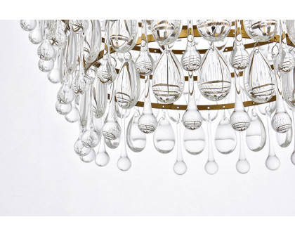 Elegant Teardrop Glass Chandelier 3 Light - Brass, L 19" (1219D19BR-RC)