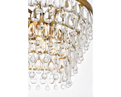 Elegant Teardrop Glass Chandelier 3 Light - Brass, L 19" (1219D19BR-RC)