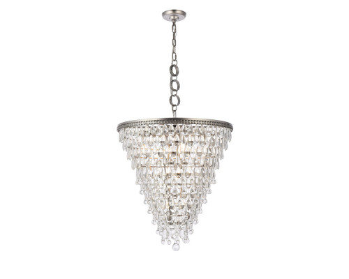 Elegant Teardrop Glass Chandelier 3 Light - Antique Silver, L 24" (1219D24AS-RC)