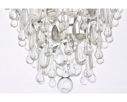 Elegant Teardrop Glass Chandelier 3 Light - Antique Silver, L 24" (1219D24AS-RC)