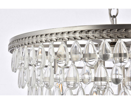 Elegant Teardrop Glass Chandelier 3 Light - Antique Silver, L 24" (1219D24AS-RC)