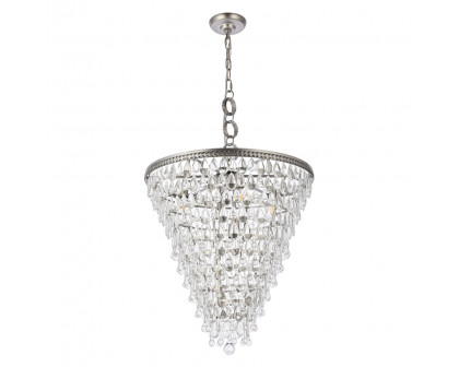 Elegant Teardrop Glass Chandelier 3 Light - Antique Silver, L 24" (1219D24AS-RC)