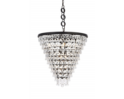 Elegant Teardrop Glass Chandelier 3 Light - Black, L 24" (1219D24BK-RC)