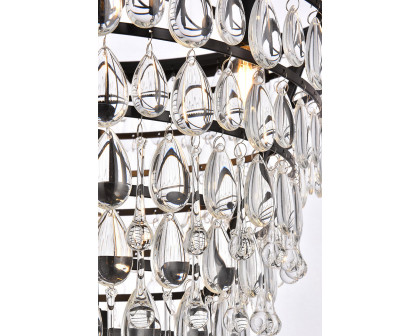 Elegant Teardrop Glass Chandelier 3 Light - Black, L 24" (1219D24BK-RC)