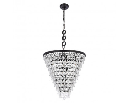 Elegant Teardrop Glass Chandelier 3 Light - Black, L 24" (1219D24BK-RC)