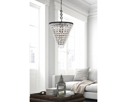 Elegant Teardrop Glass Chandelier 3 Light - Black, L 24" (1219D24BK-RC)