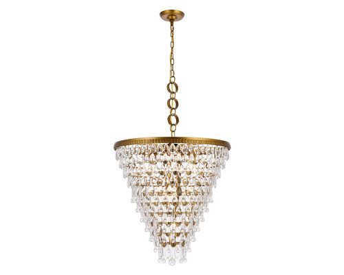 Elegant Teardrop Glass Chandelier 3 Light - Brass, L 24" (1219D24BR-RC)