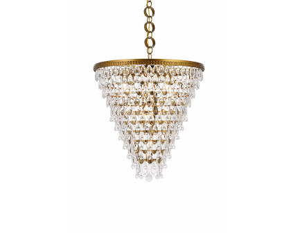 Elegant Teardrop Glass Chandelier 3 Light - Brass, L 24" (1219D24BR-RC)