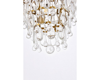 Elegant Teardrop Glass Chandelier 3 Light - Brass, L 24" (1219D24BR-RC)