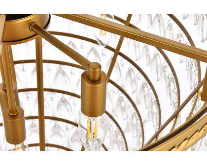 Elegant Teardrop Glass Chandelier 3 Light - Brass, L 24" (1219D24BR-RC)