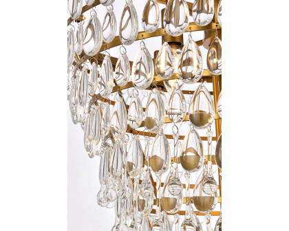 Elegant Teardrop Glass Chandelier 3 Light - Brass, L 24" (1219D24BR-RC)