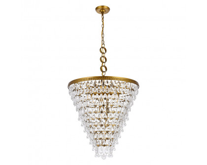 Elegant Teardrop Glass Chandelier 3 Light - Brass, L 24" (1219D24BR-RC)