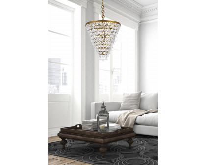 Elegant Teardrop Glass Chandelier 3 Light - Brass, L 24" (1219D24BR-RC)