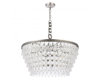 Elegant Teardrop Glass Chandelier 3 Light - Antique Silver, L 28" (1219D28AS-RC)