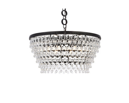 Elegant Teardrop Glass Chandelier 3 Light - Black, L 28" (1219D28BK-RC)