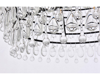 Elegant Teardrop Glass Chandelier 3 Light - Black, L 28" (1219D28BK-RC)