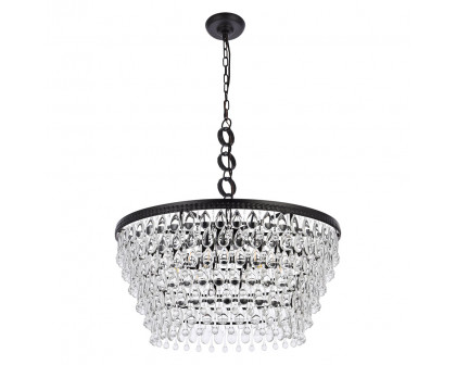 Elegant Teardrop Glass Chandelier 3 Light - Black, L 28" (1219D28BK-RC)