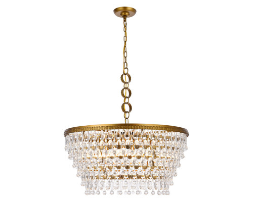 Elegant Teardrop Glass Chandelier 3 Light - Brass, L 28" (1219D28BR-RC)