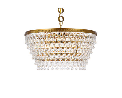 Elegant Teardrop Glass Chandelier 3 Light - Brass, L 28" (1219D28BR-RC)