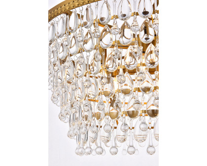 Elegant Teardrop Glass Chandelier 3 Light - Brass, L 28" (1219D28BR-RC)