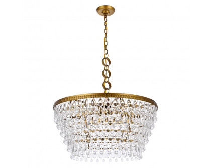 Elegant Teardrop Glass Chandelier 3 Light - Brass, L 28" (1219D28BR-RC)