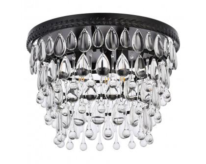 Elegant Teardrop Glass Flushmount 3 Light - Black, L 15" (1219F15BK-RC)