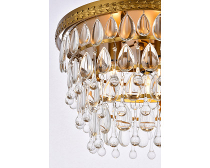 Elegant Teardrop Glass Flushmount 3 Light - Brass, L 15" (1219F15BR-RC)