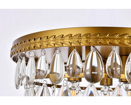 Elegant Teardrop Glass Flushmount 3 Light - Brass, L 15" (1219F15BR-RC)