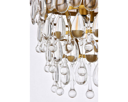 Elegant Teardrop Glass Flushmount 3 Light - Brass, L 15" (1219F15BR-RC)