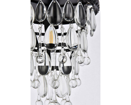 Elegant Teardrop Glass Flushmount 3 Light - Black, L 9" (1219F9BK-RC)