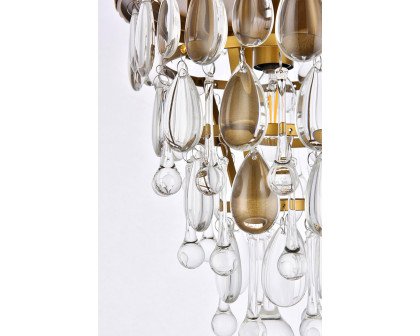 Elegant Teardrop Glass Flushmount 3 Light - Brass, L 9" (1219F9BR-RC)