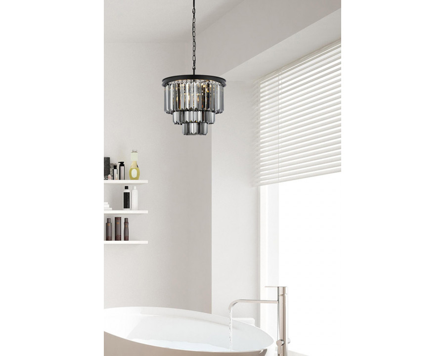 Elegant Urban Classic Chandelier - Matte Black/Silver, L 20" (1231D20MB-SS-RC)