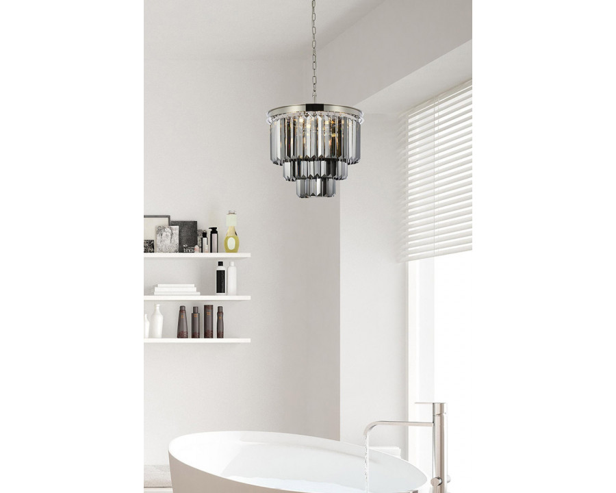 Elegant Urban Classic Chandelier - Polished Nickel/Silver, L 20" (1231D20PN-SS-RC)