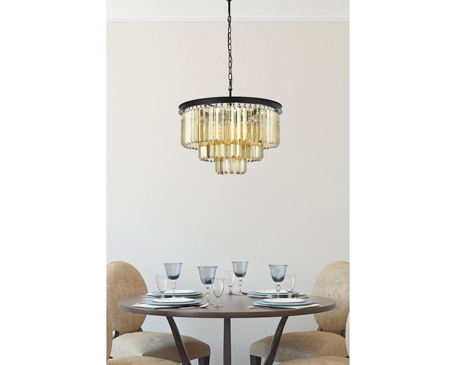 Elegant Urban Classic Chandelier - Matte Black/Gold, L 26" (1231D26MB-GT-RC)