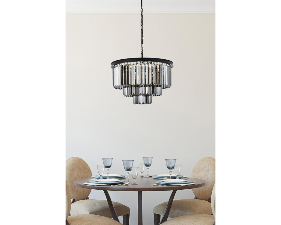 Elegant Urban Classic Chandelier - Matte Black/Silver, L 26" (1231D26MB-SS-RC)