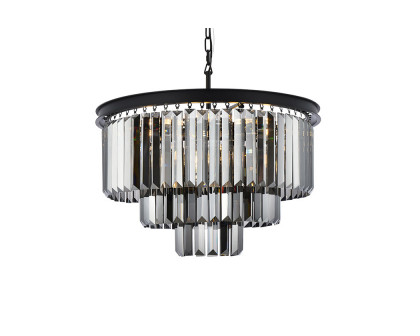 Elegant Urban Classic Chandelier - Matte Black/Silver, L 26" (1231D26MB-SS-RC)