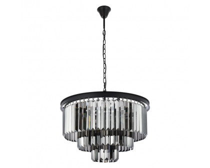 Elegant Urban Classic Chandelier - Matte Black/Silver, L 26" (1231D26MB-SS-RC)